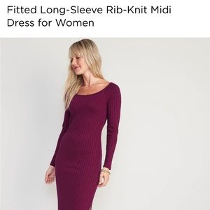 Old Navy Fitted Long-Sleeve Rib-Knit Midi Dress